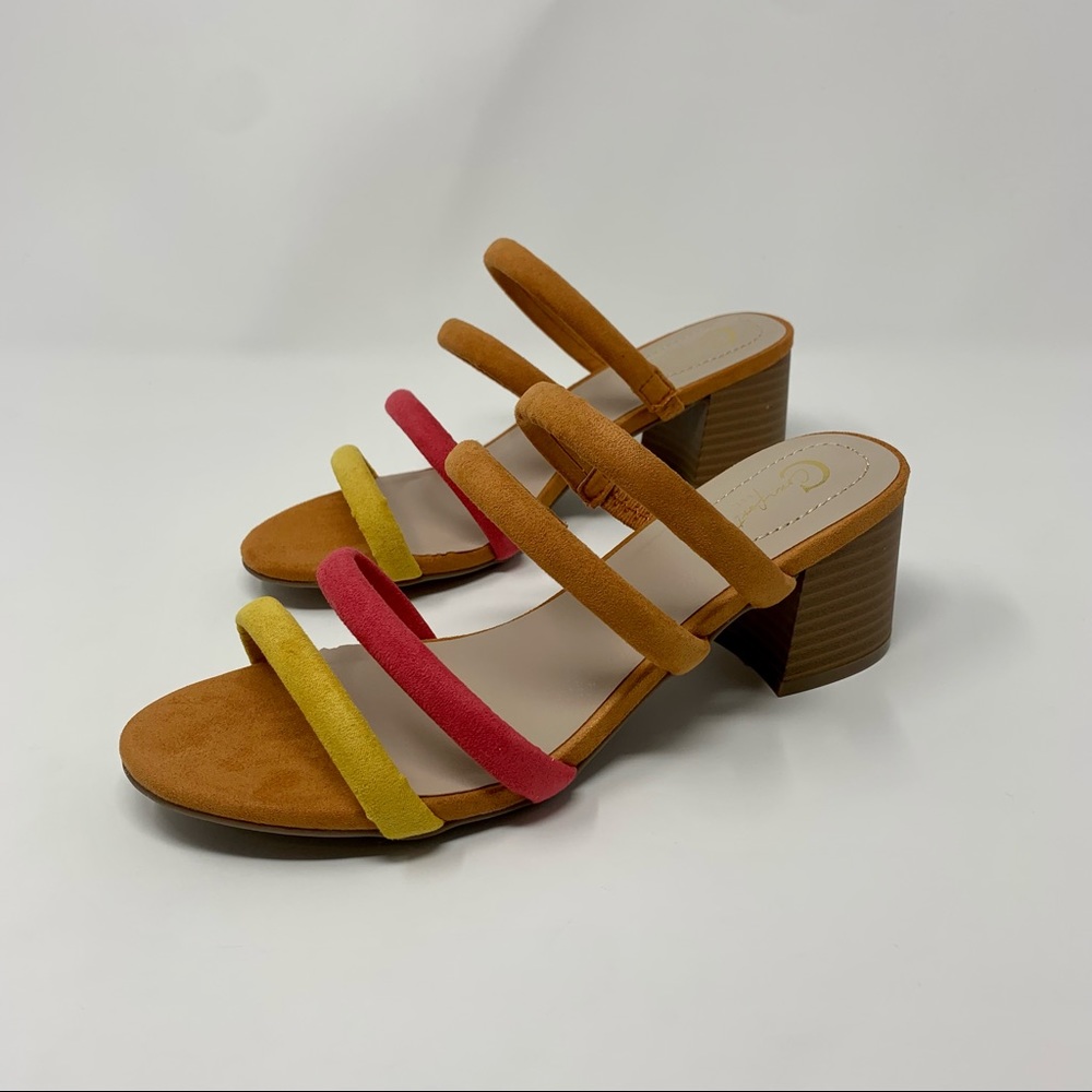 Cato Multi Color Strap Slide On Heel Sandals Shoes Women Size 7 M Vacation Party